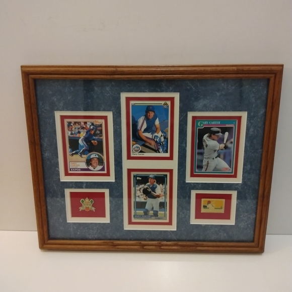 90's Gary Carter Baseball Memorabilia Display Card Frame - Picture 1 of 9